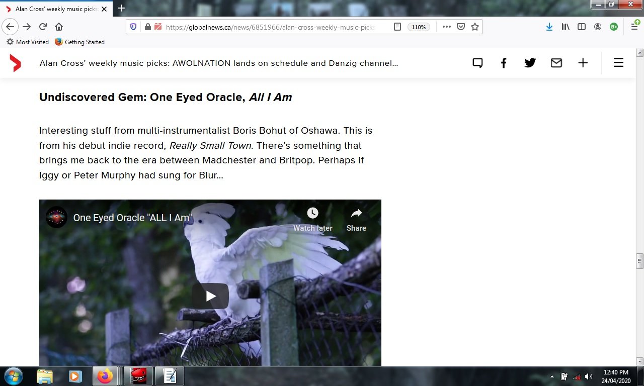 Alan Cross picks One Eyed Oracle as “Undiscovered Gem” | One Eyed Oracle